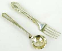 Vintage Sterling Spoon & Fork Miniature Pins