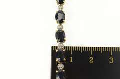 10K Yellow Gold Oval Sapphire Diamond Classic Tennis Bracelet