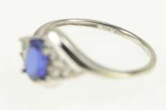 10K White Gold Syn. Blue & White Sapphire Cluster Engagement Ring
