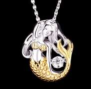 Sterling silver Mermaid two tone beautiful dancing stone Pendant