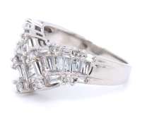 Luxurious White Gold Mix Cut Baguette and RBC Diamond Chevron Ring