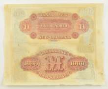 Uncut Sheet 1800's $500, $1000 Canal Bank New Orleans Notes