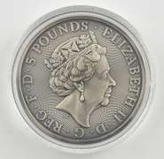 2018 United Kingdom 5 Pounds Queen's Beasts Bull 2 Oz .999 Fine Silver