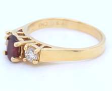 Attractive Yellow Gold Ruby with Diamond Ring