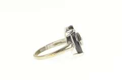 10K Yellow Gold Oval Black Onyx Diamond Overlay Statement Ring
