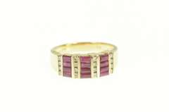 14K Yellow Gold 1.76 Ctw Baguette Ruby Diamond Statement Band Ring