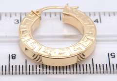 Nice Yellow Gold Greek Key Hoop Earrings