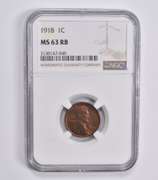 MS63 RB 1918 Lincoln Wheat Cent NGC
