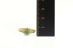 14K Yellow Gold 0.53 Ctw Natural Emerald Diamond Engagement Ring