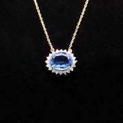 14kt Yellow Gold, Blue Sapphire, & Diamond Necklace