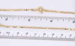 Italian 18KT Yellow Gold Dazelling Flat Nugget Link Chain Necklace