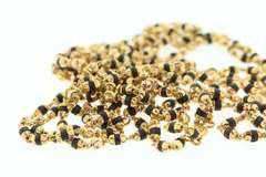 22k Handmade Italian Gold Capsule Necklace with Black Beads