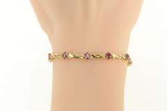 14K Yellow Gold 2.70 Ctw Ruby Diamond Accent Classic Tennis Bracelet