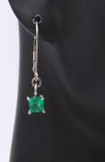 Charming White Gold Square Shaped Faceted Emerald Lever Back Earrings