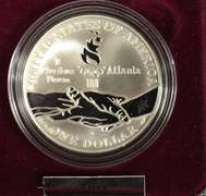 1996 Proof Smithsonian Institution 150th Anniversary Commemorative Silver Dollar.