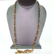 22k Handmade Italian Gold Capsule Necklace with Black Beads