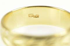 14K Yellow Gold 1940's Palm Engraved Pattern Wedding Band Ring