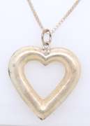 Vintage Sterling Silver Heart Shaped Pendant on Chain