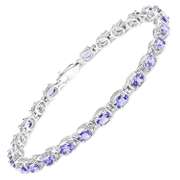 Rhodium Plated 6.00ctw Tanzanite Bracelet