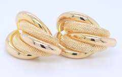 Lovely Yellow Gold Texture and Polished Twisted Earrings