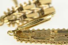 14K Yellow Gold Squared Chain Design Dangle Lever Back Earrings