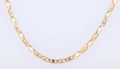 Italian 18KT Yellow Gold Dazelling Flat Nugget Link Chain Necklace