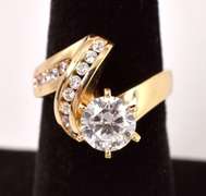 Swirling CZ Ring in 14K Yellow Gold