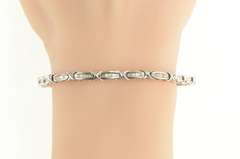 14K White Gold 1.25 Ctw Baguette Diamond Classic Tennis Bracelet