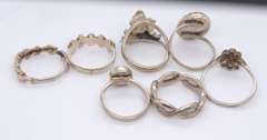 Group Lot of 7 Vintage 925 Sterling Silver rings