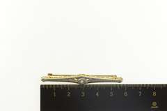 14K Yellow Gold Diamond Two Tone Art Deco Ornate Bar Pin/Brooch