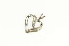 10K White Gold Curvy Heart Love Symbol Classic Romantic Pendant