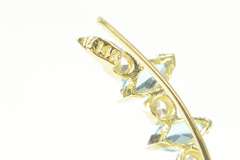 14K Yellow Gold Marquise Blue Topaz Curved CZ Drop Dangle Earrings