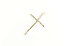 18K Yellow Gold 0.40 Ctw Diamond Encrusted Cross Christian Pendant