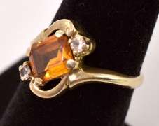 Elegant Gold Sapphire and Quartz Ring in Yellow Gold