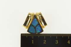 14K Yellow Gold Cardow Black Opal Mermaid Scale Inlay Slide Pendant