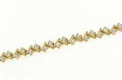 14K Yellow Gold Zig Zag White Sapphire Statement Tennis Bracelet