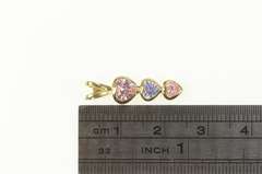 10K Yellow Gold Tiered Heart Pink & Purple Cubic Zirconia Pendant