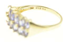 14K Yellow Gold Pear Tanzanite Diamond Tiered Band Ring
