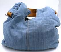 Kooba Lana Denim with Brown Leather Trim Handbag