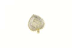 10K Yellow Gold Pave Diamond Encrusted Princess Heart Love Pendant