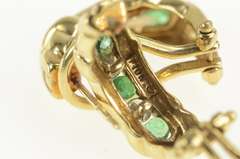 10K Yellow Gold Emerald Diamond Channel Classic Semi Hoop Earrings