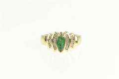 14K Yellow Gold 1.30 Ctw Marquise Emerald Diamond Engagement Ring