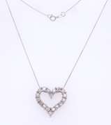 Charming White Gold Illusion Set Diamond Heart Pendant on Chain