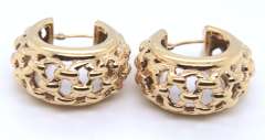 Attractive Yellow Gold Fancy Design Hoop Earrings