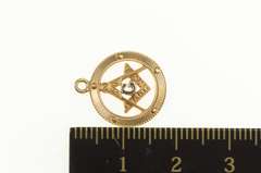 14K Yellow Gold Compass Square Enamel G Masonic Symbol Charm/Pendant