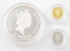 1991 $5 Australia Pf Set 1 Oz Silver, 1/20 Oz Gold, 1/20 Oz Platinum