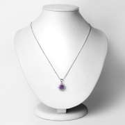 Plated Rhodium 1.80ct Amethyst and Diamond Pendant with Chain