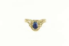 14K Yellow Gold 0.80 Ctw Sapphire Diamond Chevron Engagement Ring