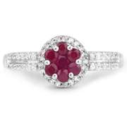 Plated Rhodium Ruby and White Topaz Ring