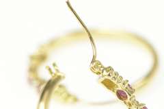10K Yellow Gold Ruby Diamond Accent Statement Hoop Earrings